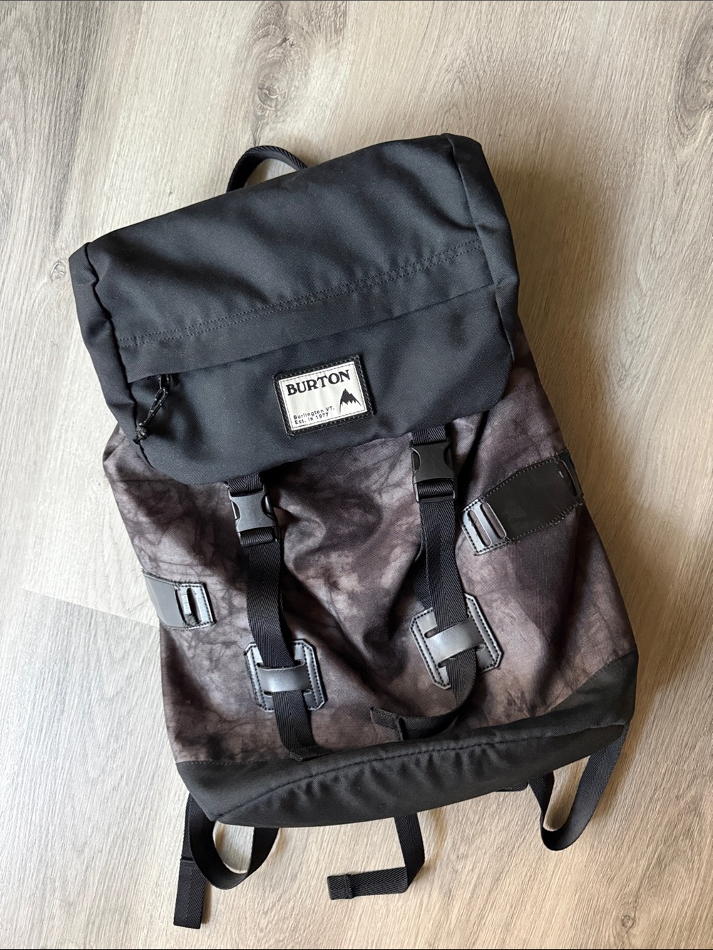 Burton Black & Charcoal Tie-Dye Roll-Top Backpack